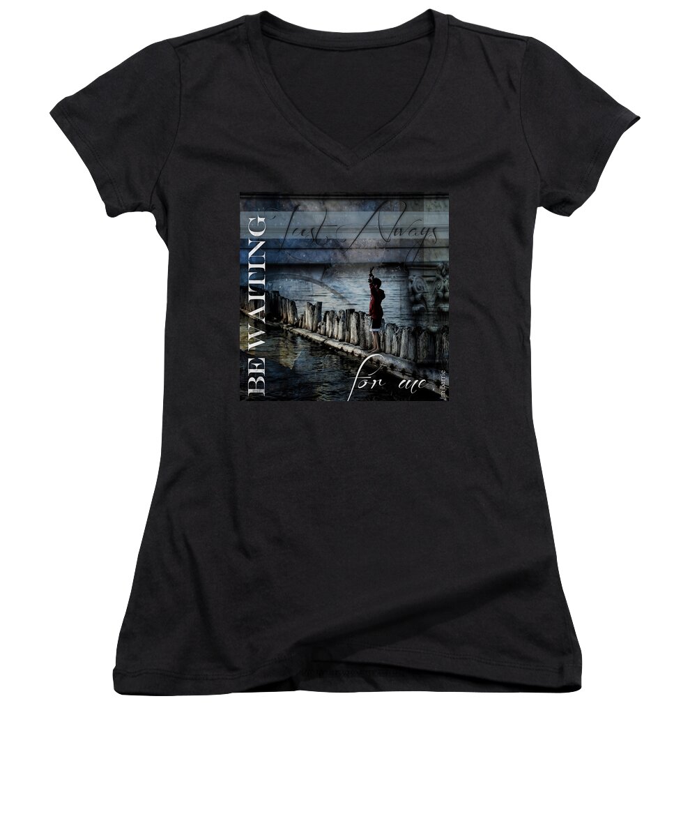 Evie Women's V-Neck featuring the photograph Just Always Be Waiting for Me by Evie Carrier