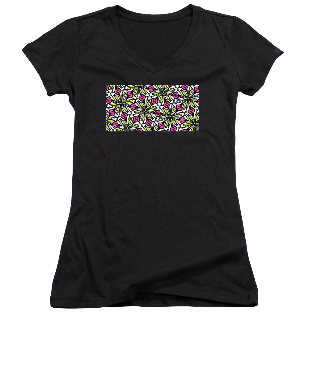 Kind Of Cali-lily Women's V-Neck featuring the digital art Kind of Cali-Lily by Elizabeth McTaggart