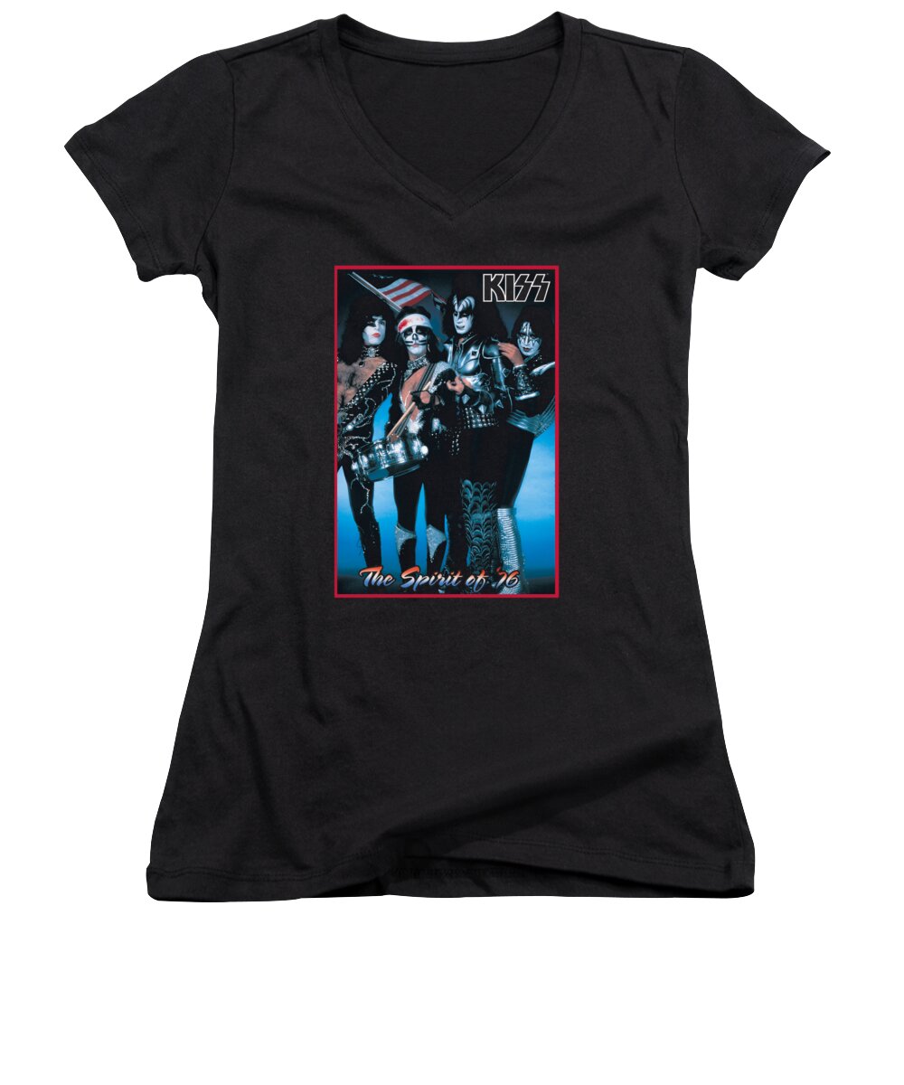 Band Women's V-Neck featuring the digital art Kiss - Spirit Of 76 by Brand A