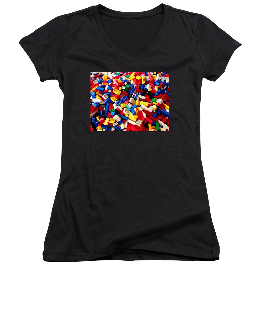 Lego Women's V-Neck featuring the photograph Lego - from 4 to 99 by Cristina Stefan