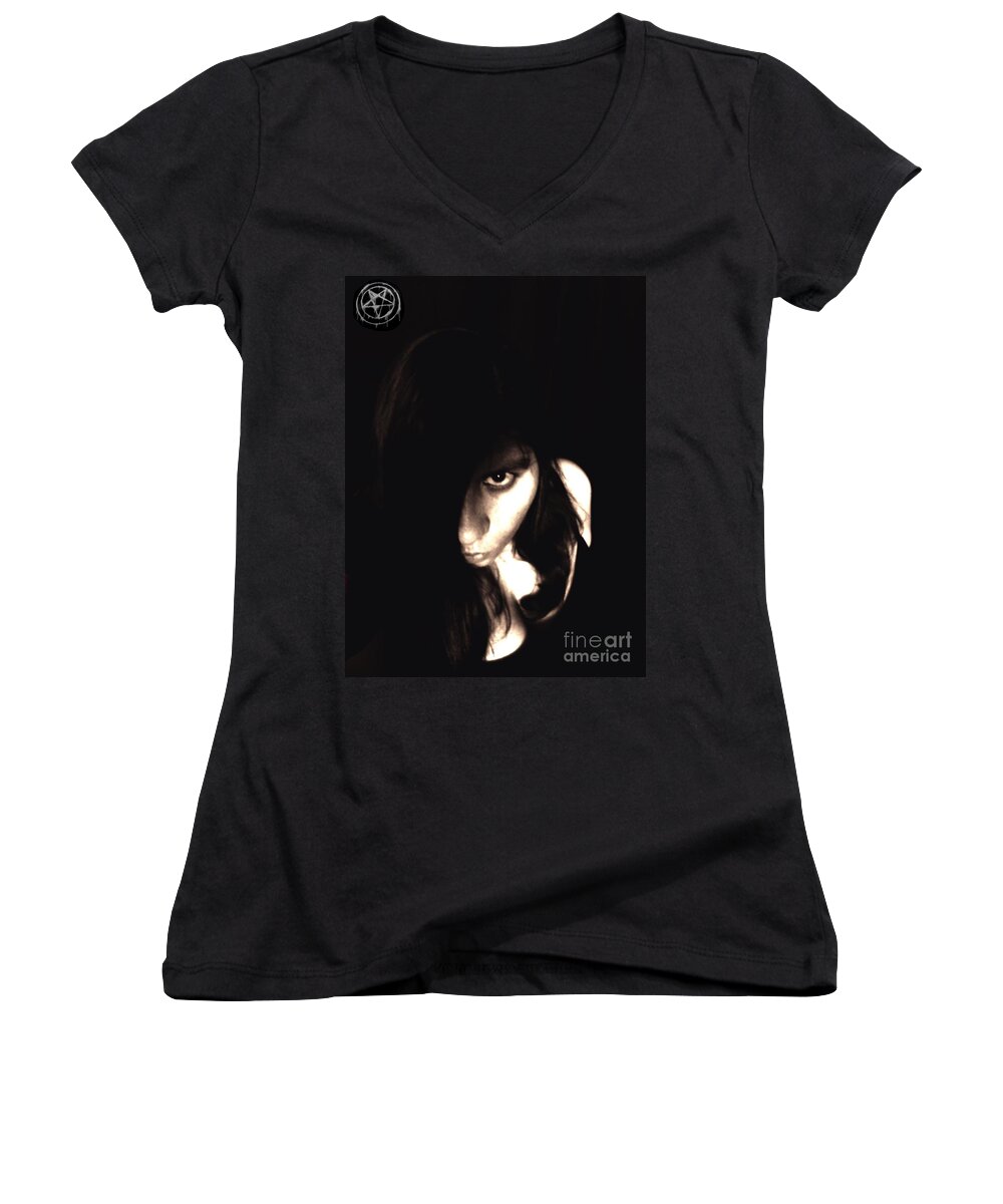 Self Women's V-Neck featuring the photograph Let The Darkness Take Me by Vicki Spindler
