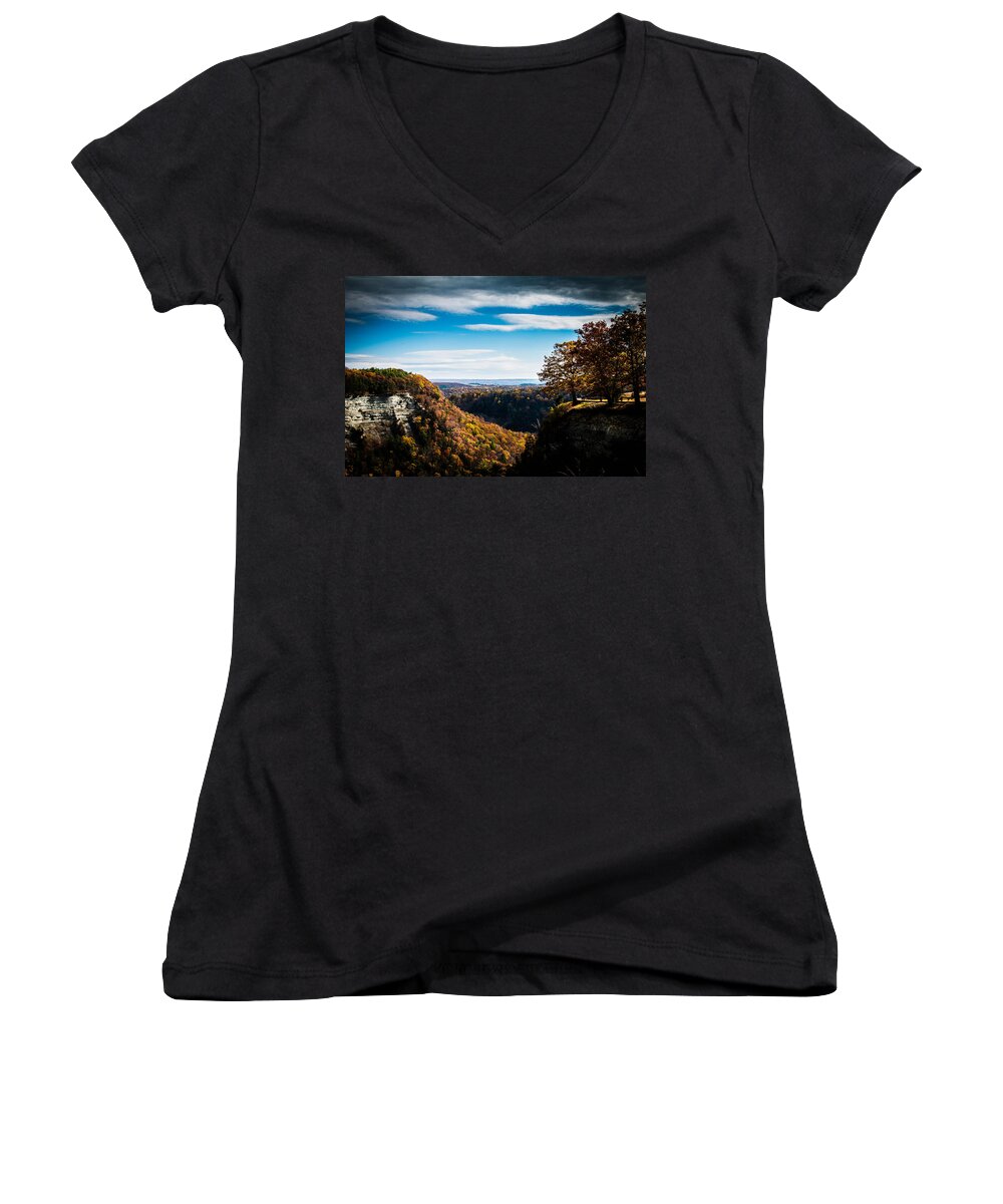 Letchworth Women's V-Neck featuring the photograph Letchworth State Park by Sara Frank