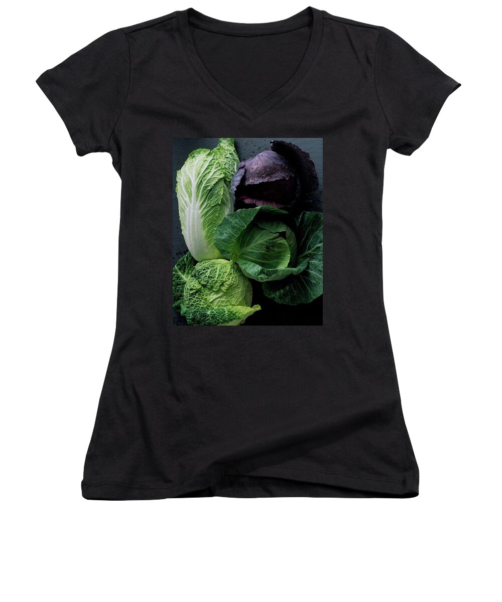 Fruits Women's V-Neck featuring the photograph Lettuce by Romulo Yanes