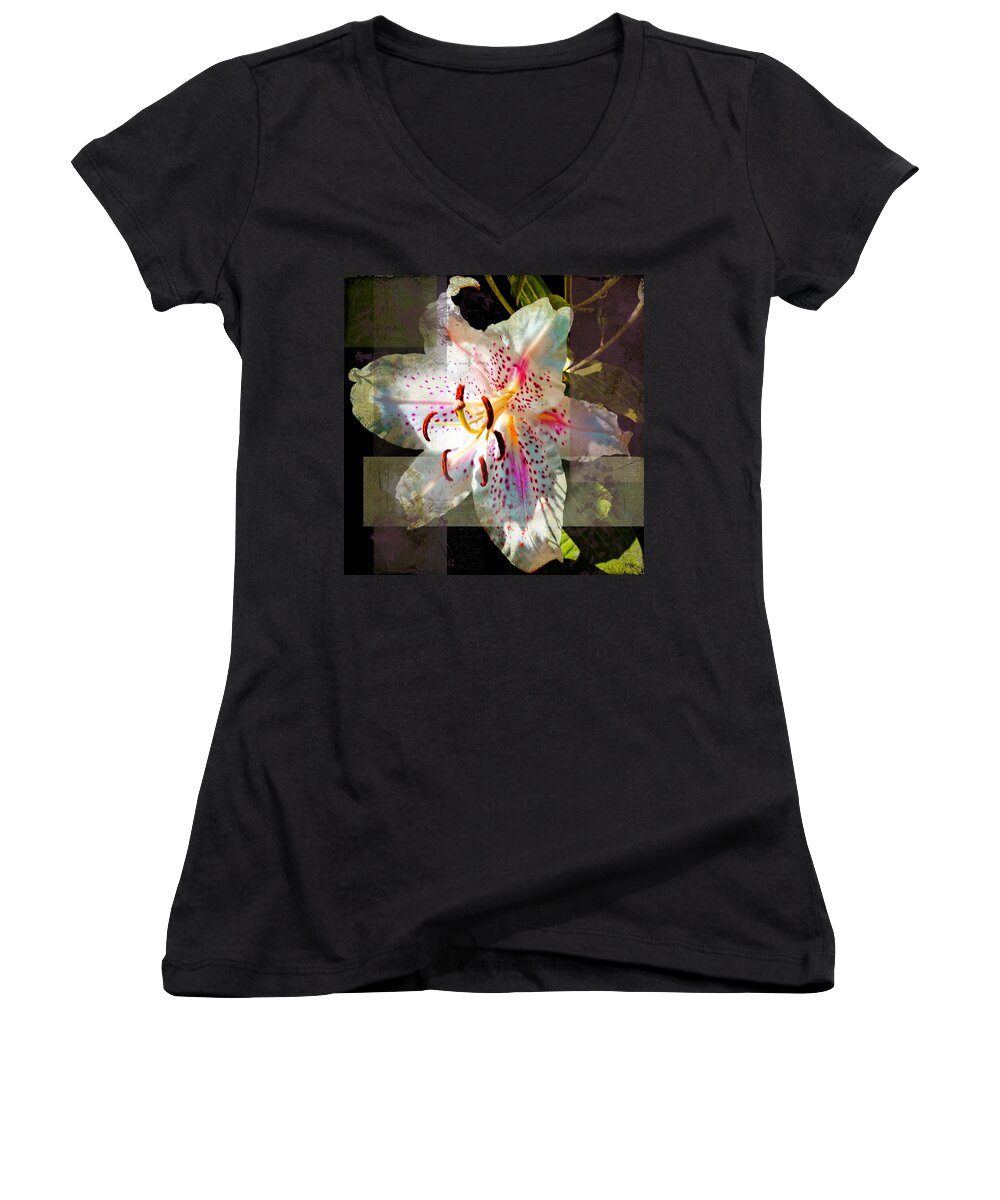 Evie Women's V-Neck featuring the photograph Lily from Whitefish Point Michigan by Evie Carrier