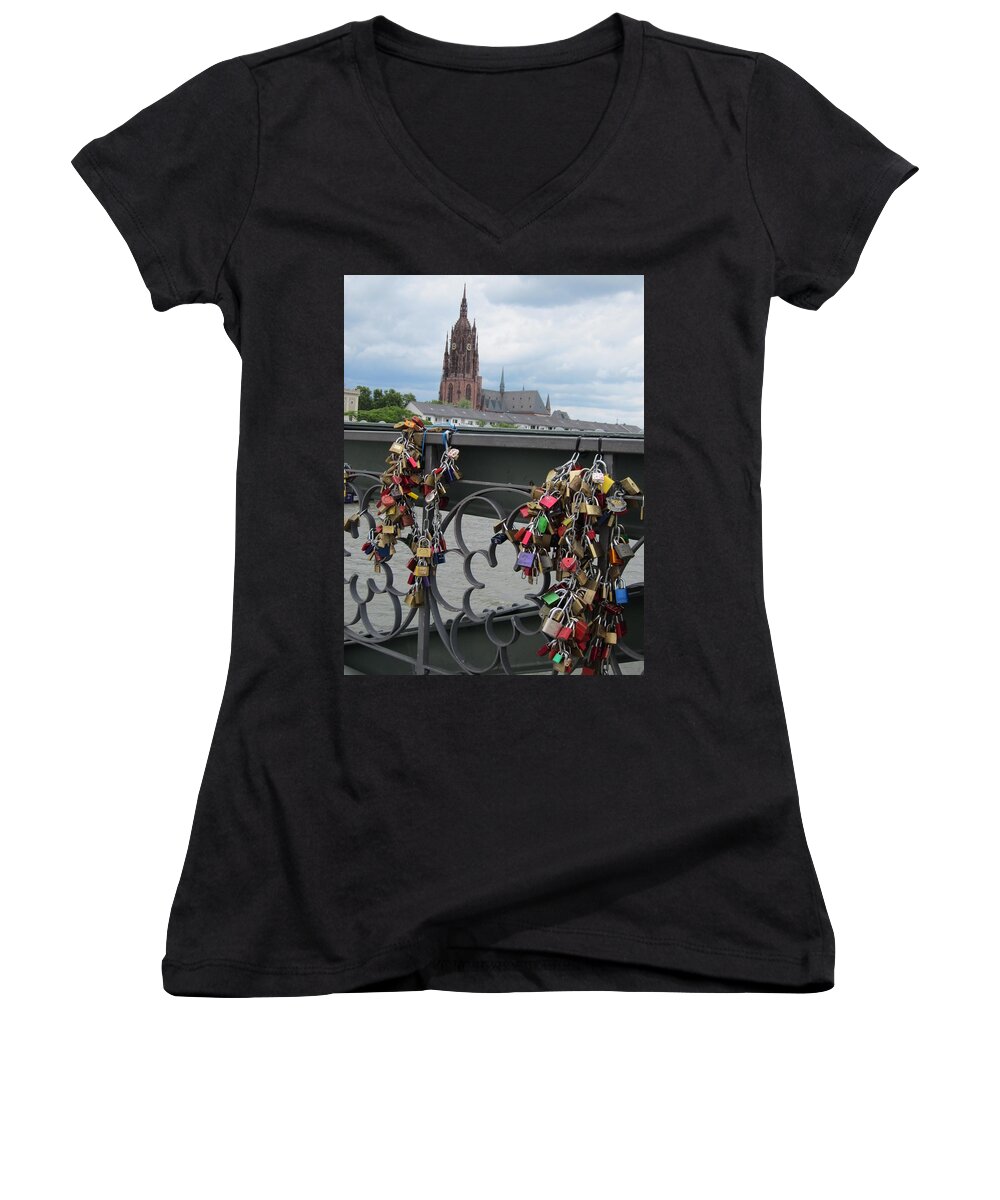 Lock Women's V-Neck featuring the photograph Locks of Love 2 by Pema Hou