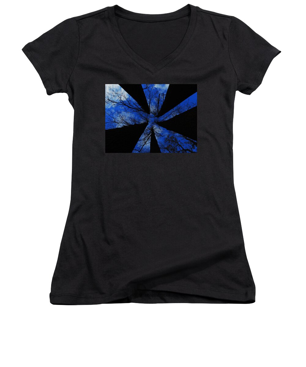 Trees Women's V-Neck featuring the photograph Looking Up by Raymond Salani III