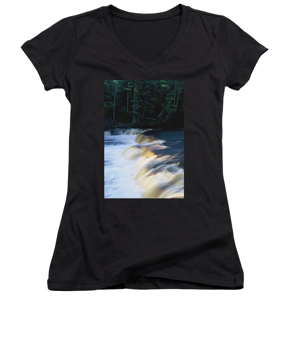 Water Women's V-Neck featuring the photograph Lower Tahquamenon Falls by Randy Pollard