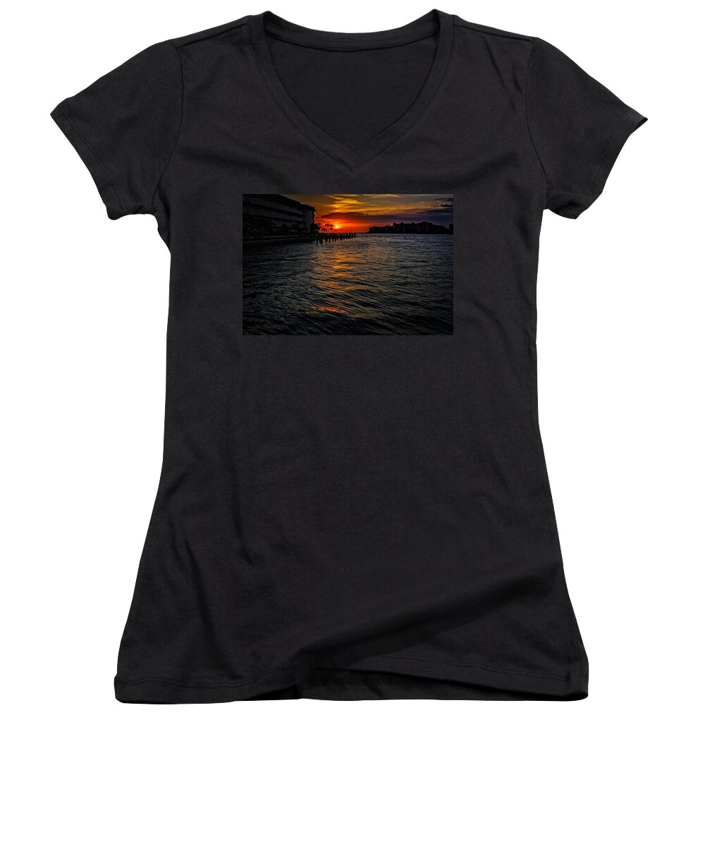 Florida Women's V-Neck featuring the photograph Marco Island Sunset 43 by Mark Myhaver