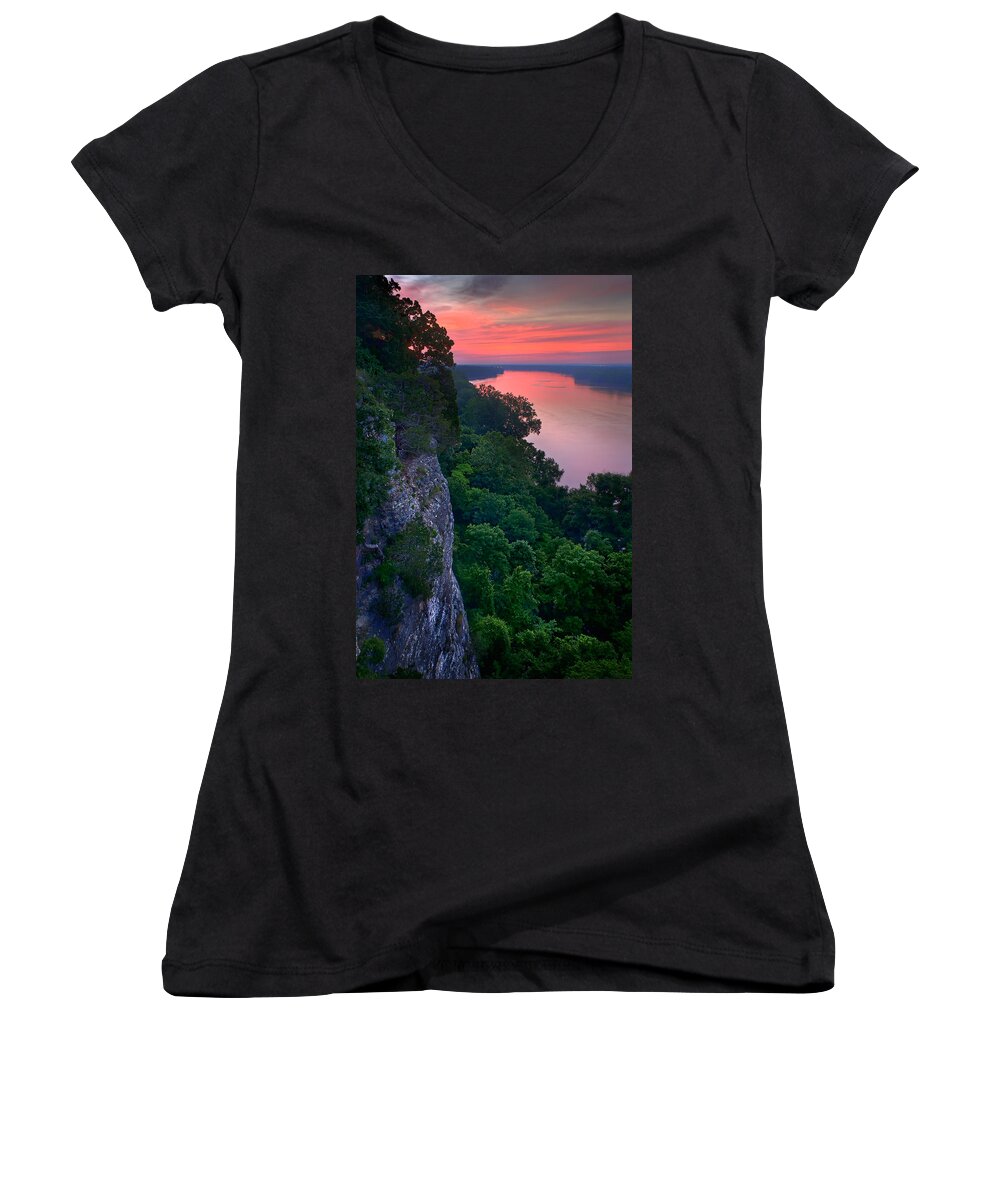 2009 Women's V-Neck featuring the photograph Missouri River Bluffs by Robert Charity