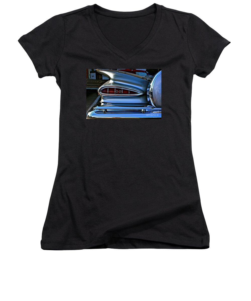 Chrome Women's V-Neck featuring the photograph More Curves than Marilyn by Linda Bianic