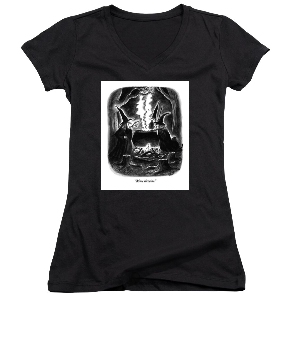 
Dining Women's V-Neck featuring the drawing More Nicotine by Frank Cotham