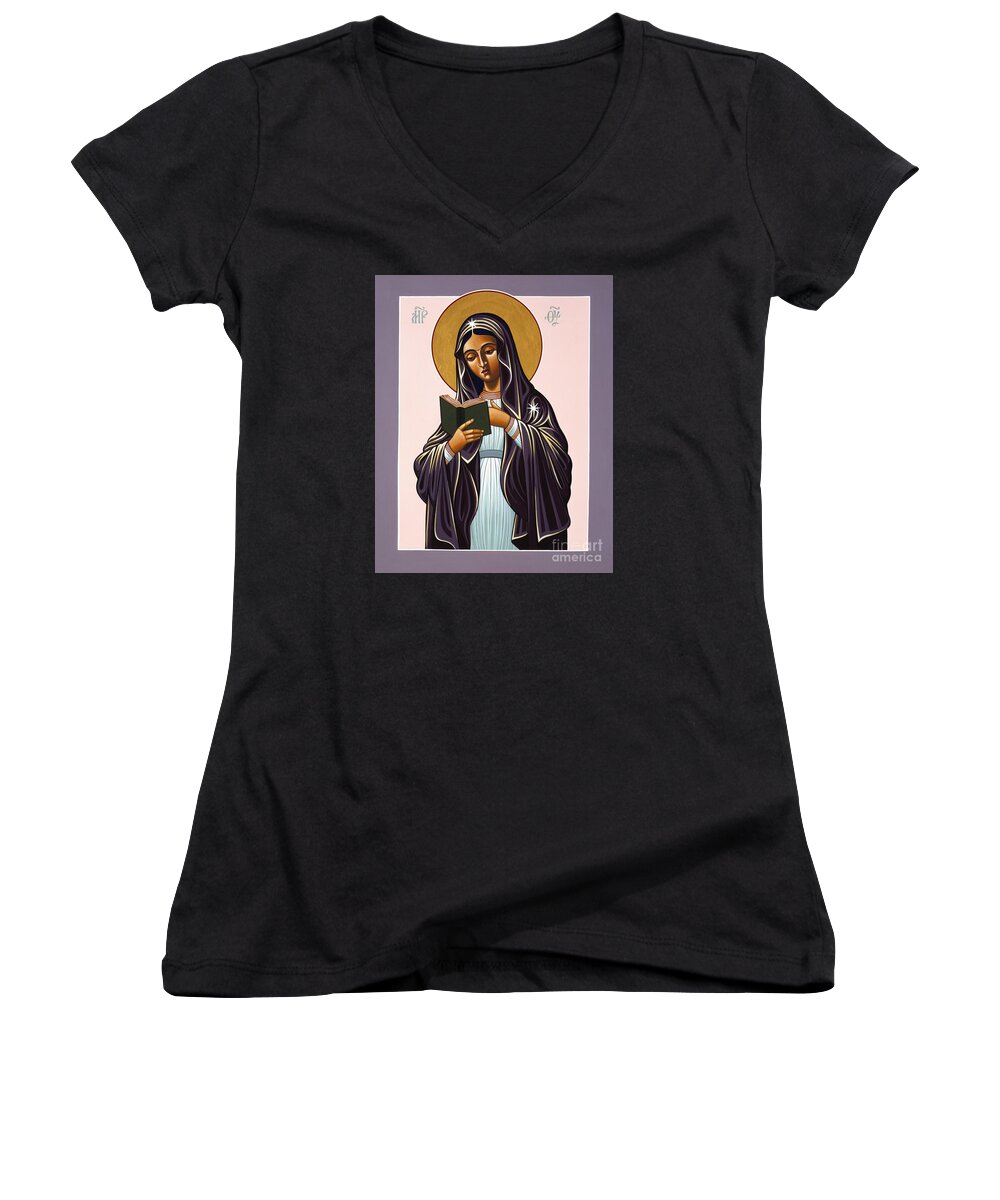 Mother Of The Incarnate Word Women's V-Neck featuring the painting Mother of the Incarnate Word 071 by William Hart McNichols