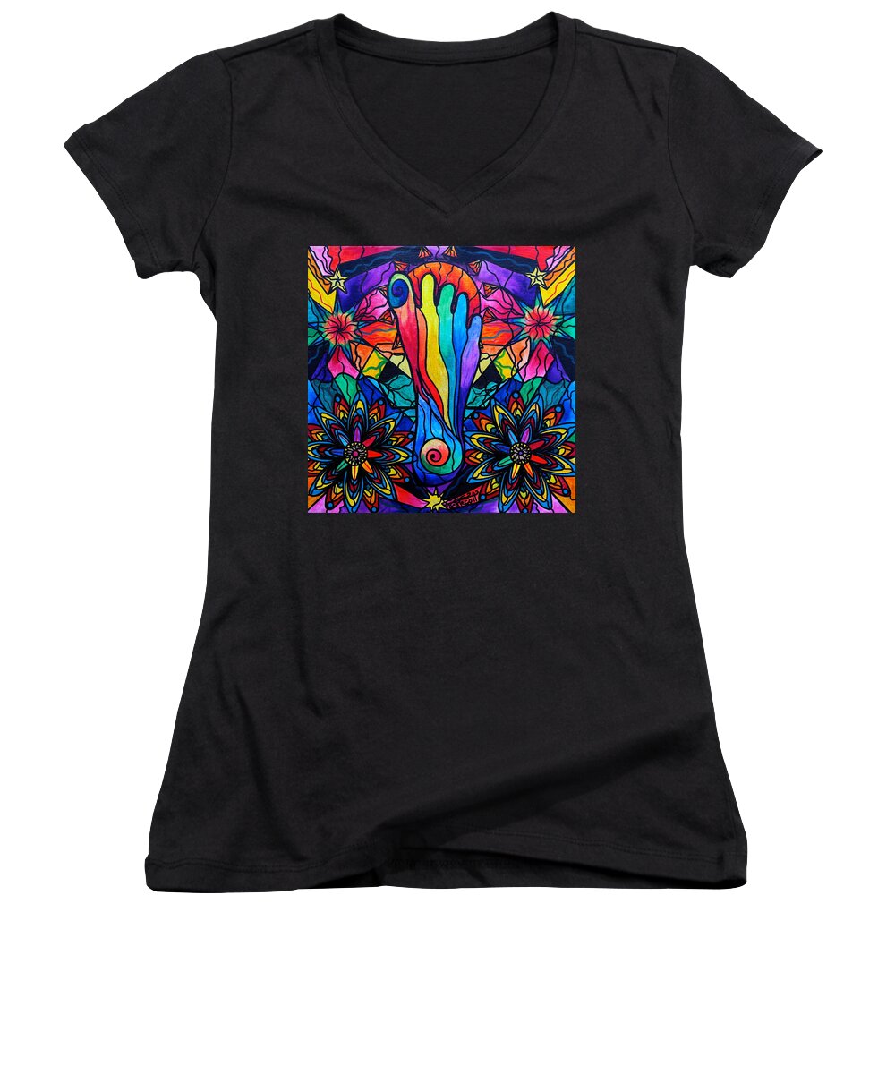 Vibration Women's V-Neck featuring the painting Moving Forward by Teal Eye Print Store