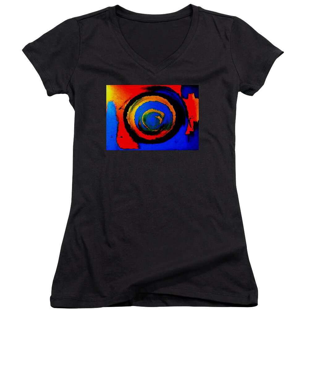 Circle Women's V-Neck featuring the painting Moving Towards The Light by Lisa Kaiser