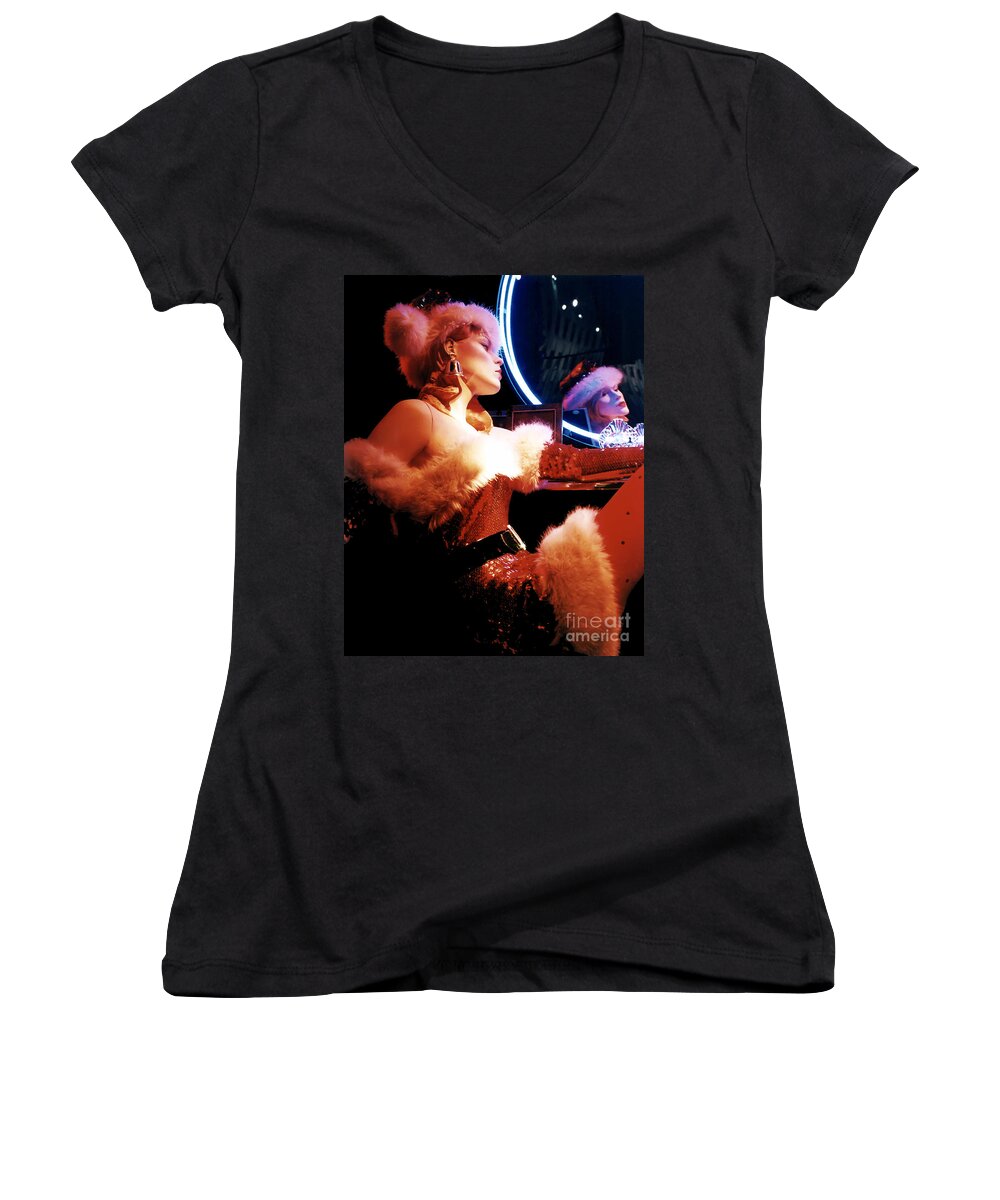 Mrs. Claus Women's V-Neck featuring the photograph Mrs. Claus by Rick Kuperberg Sr