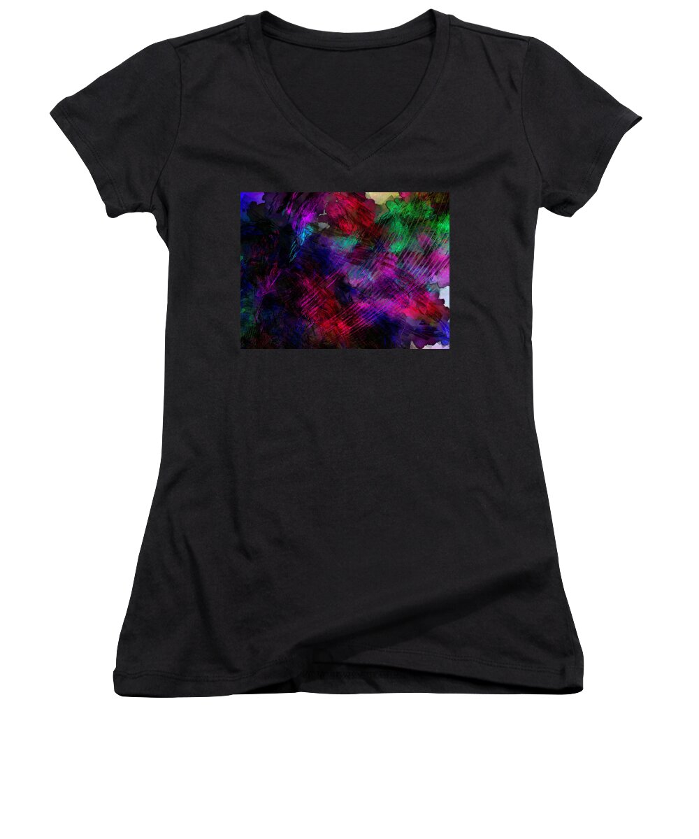 Chaos Women's V-Neck featuring the digital art Mystery Wave Of Cosmic Radiation by Jeff Iverson