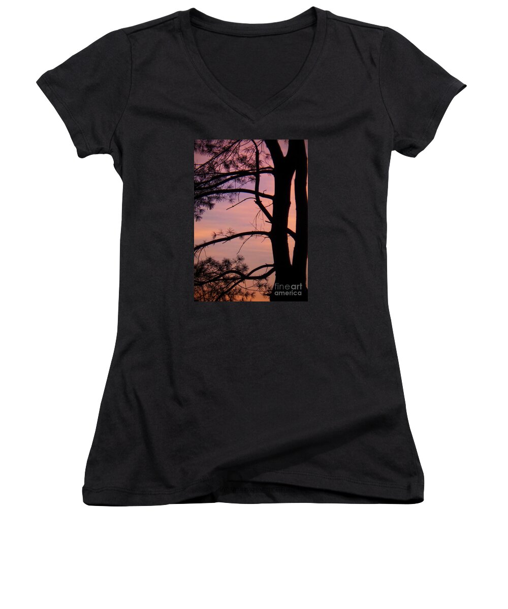Nature Women's V-Neck featuring the photograph Nature Sunrise by Charlie Cliques