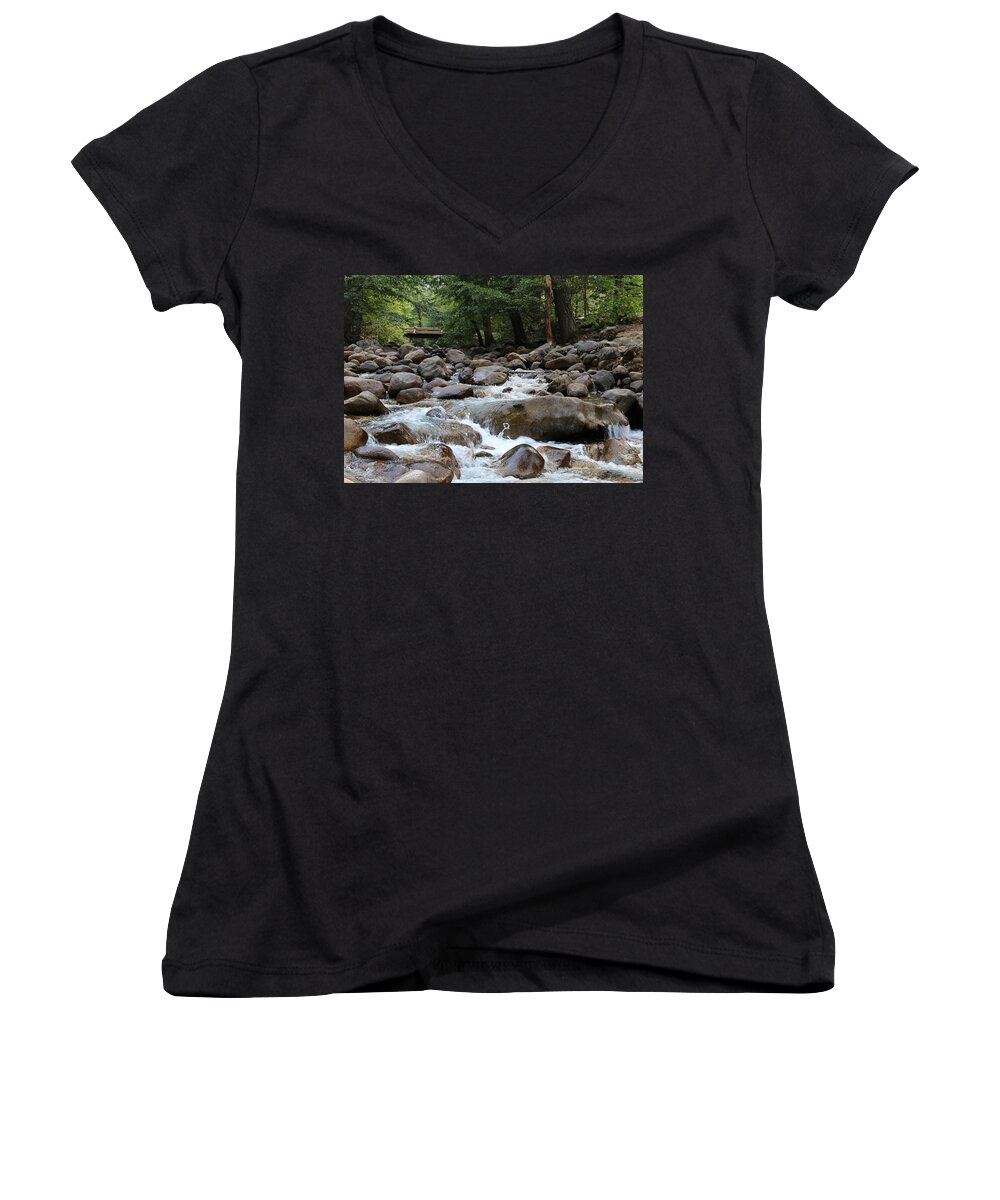Rocky Women's V-Neck featuring the photograph Nature's Flow by Christy Pooschke