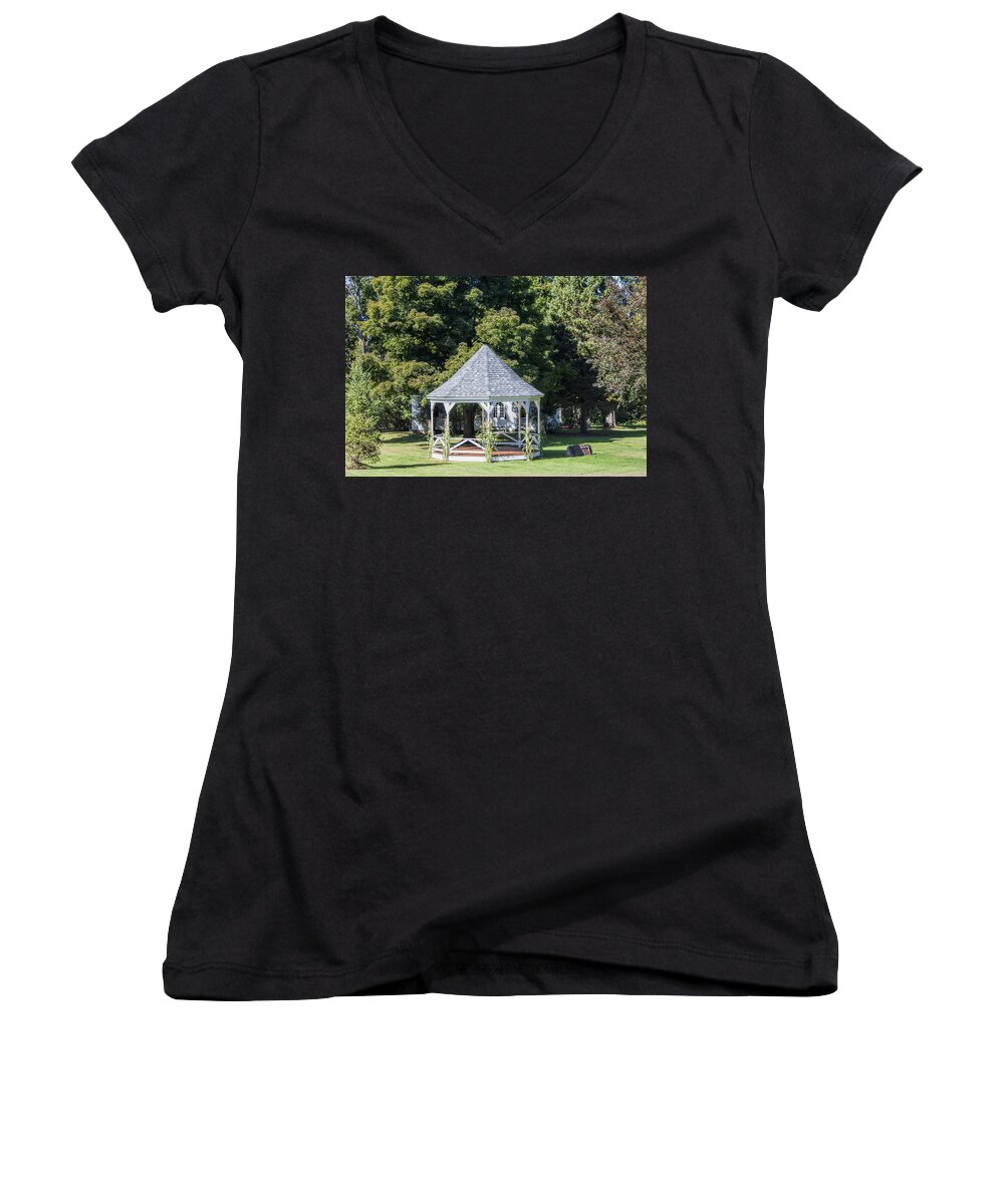 Fred Larson Women's V-Neck featuring the photograph New England Village Square by Fred Larson