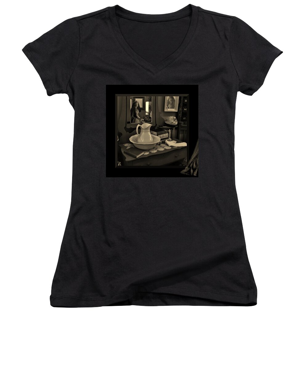 Western Women's V-Neck featuring the photograph Old Reflections by Barbara St Jean