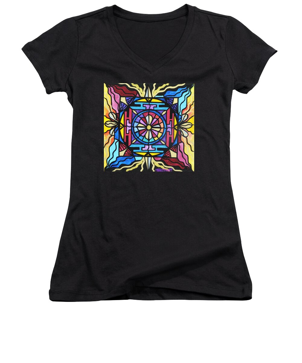 Opulent Women's V-Neck featuring the painting Opulence by Teal Eye Print Store