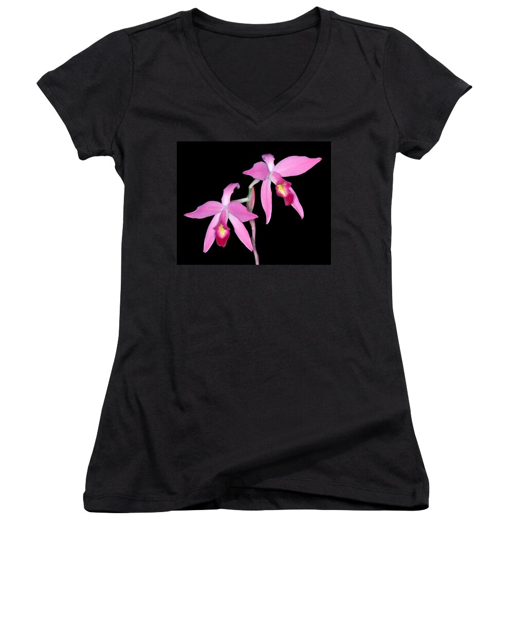Flower Women's V-Neck featuring the photograph Orchid 1 by Andy Shomock