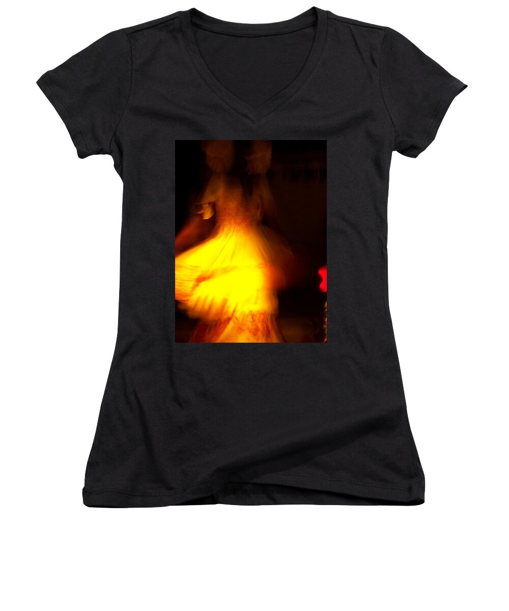 Oshun Women's V-Neck featuring the photograph OSHUN and CHANGO by Cleaster Cotton