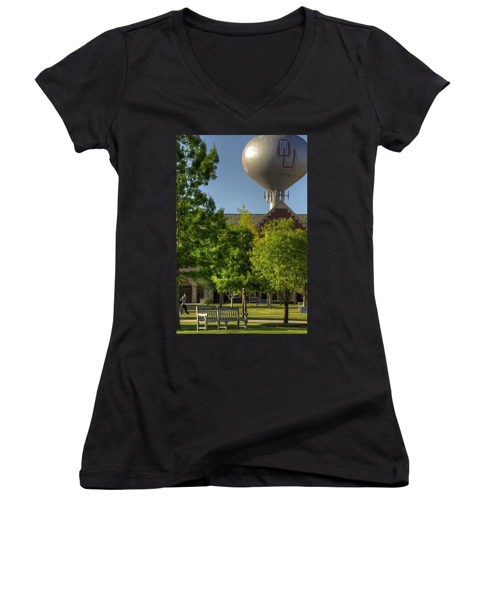 Oklahoma Women's V-Neck featuring the photograph OU Campus by Ricky Barnard