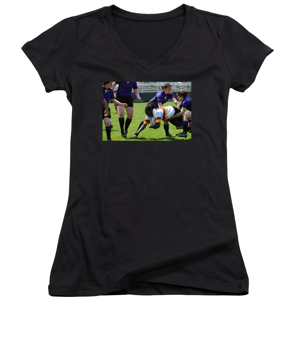 Sports Women's V-Neck featuring the photograph Out Numbered by Mike Martin