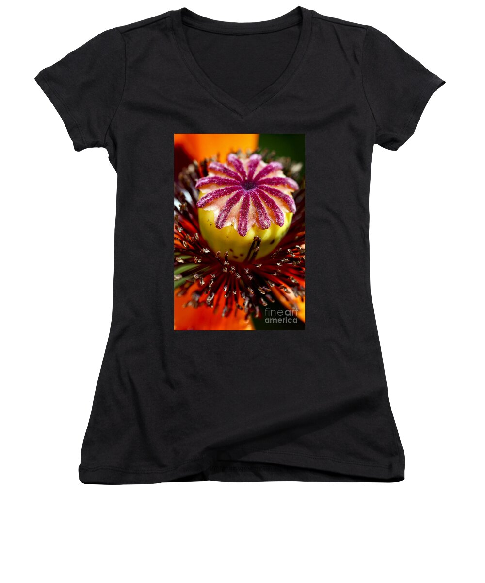 Poppy Women's V-Neck featuring the photograph Papaver Orientale by Teresa Zieba