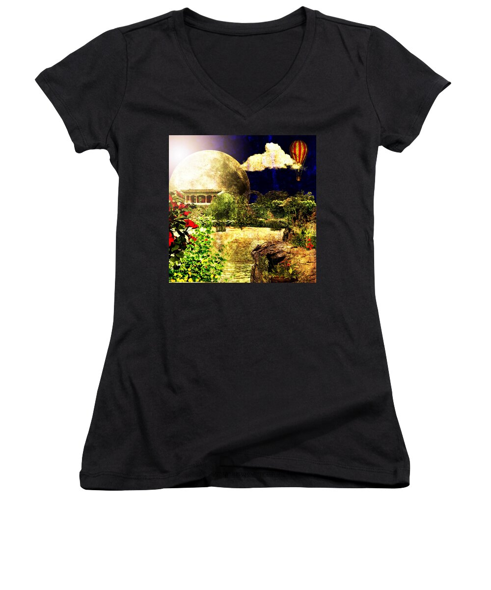 Past Life Regression Women's V-Neck featuring the digital art Past Life Regression by Ally White