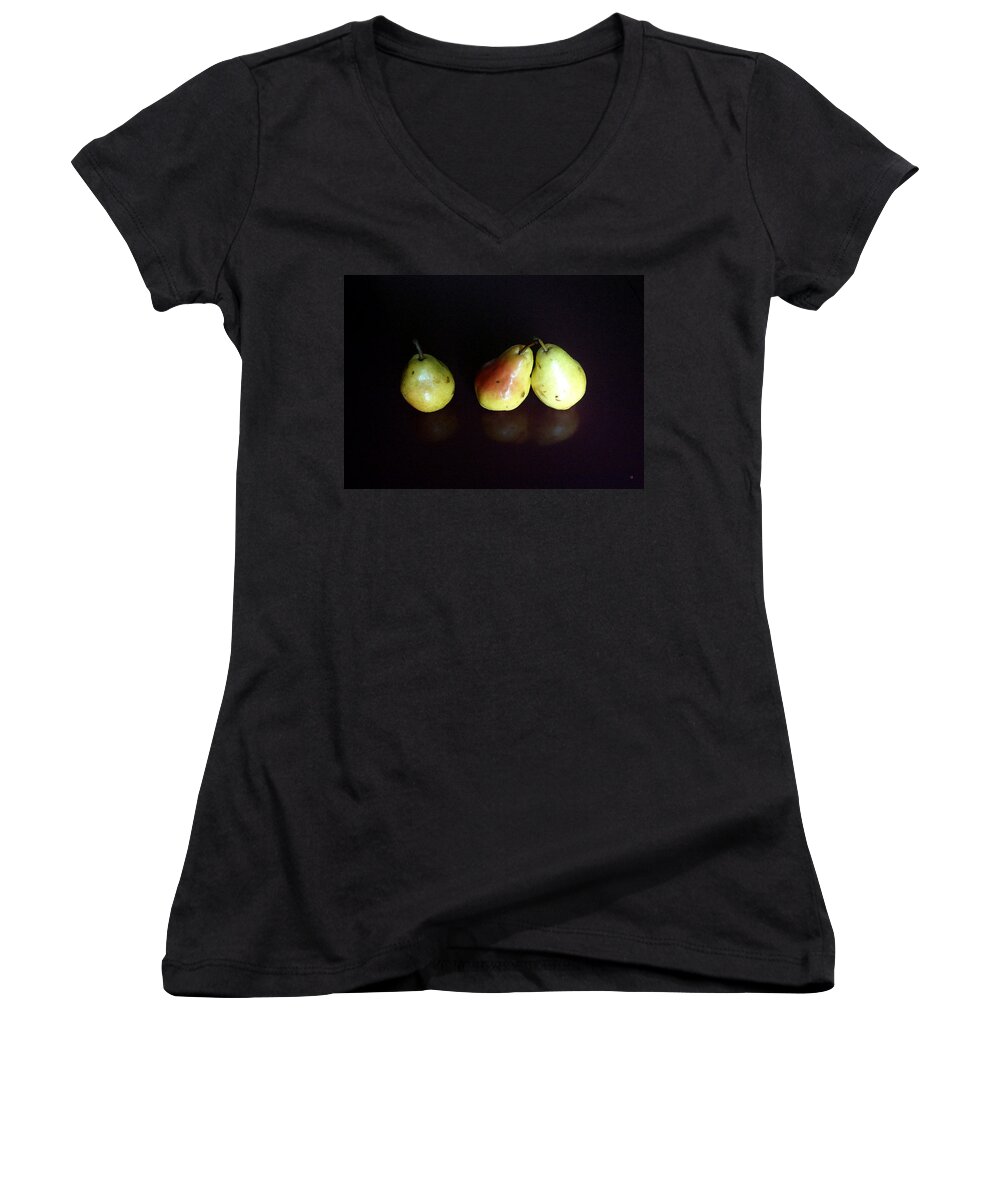 Pears Women's V-Neck featuring the digital art Pear Rorschach by Gary Olsen-Hasek