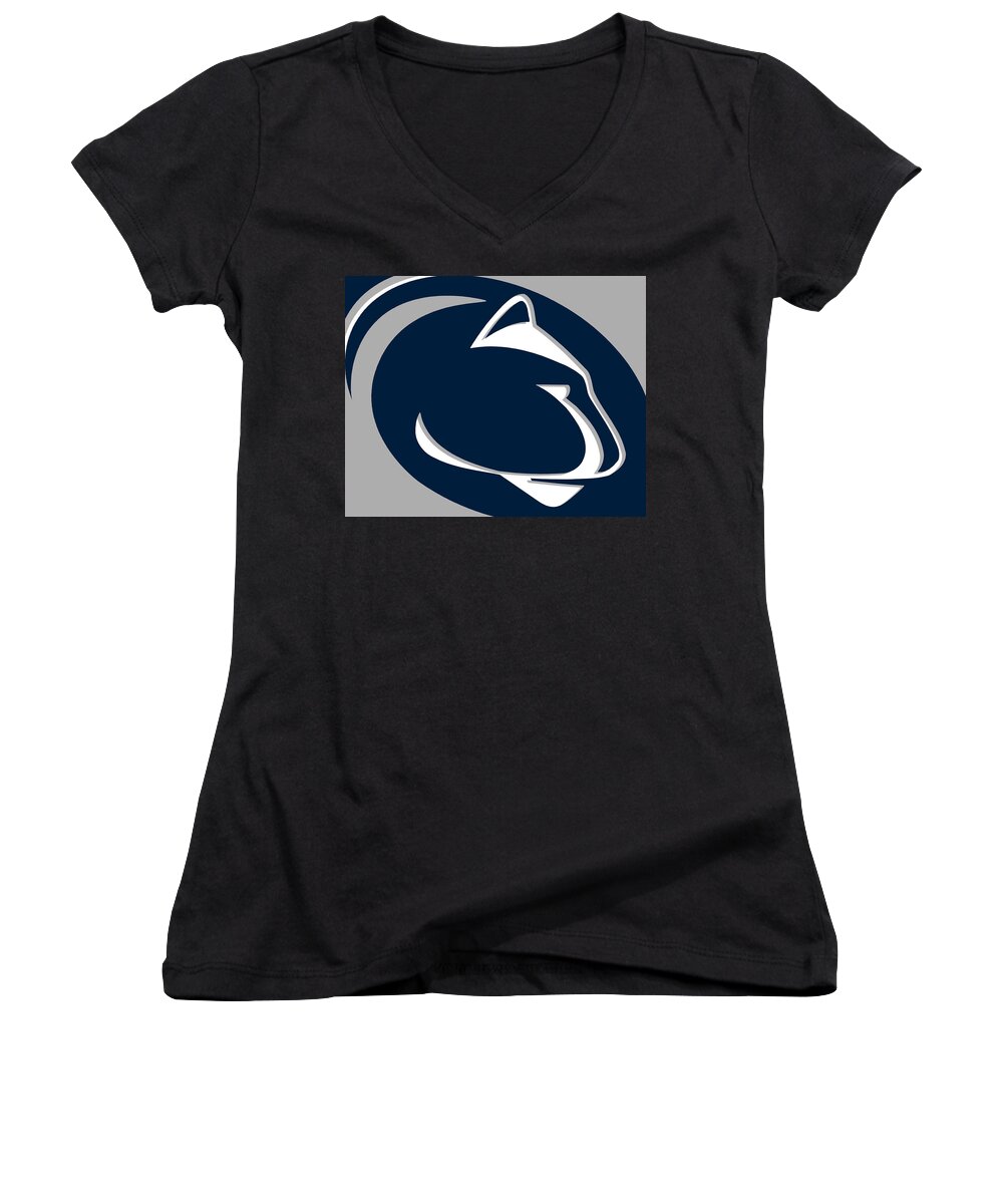 Philadelphia Women's V-Neck featuring the painting Penn State Nittany Lions by Tony Rubino