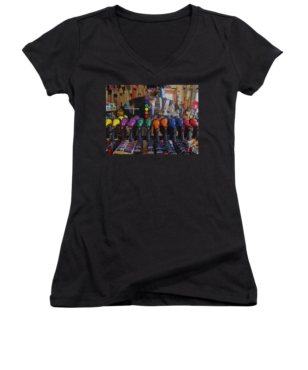 Tools Women's V-Neck featuring the photograph Pick A Color ANY COLOR by Kym Backland