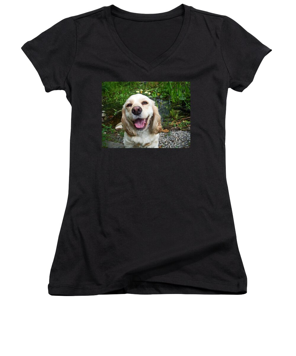 Cocker Spaniel Women's V-Neck featuring the photograph Porshe' by Aimee L Maher ALM GALLERY