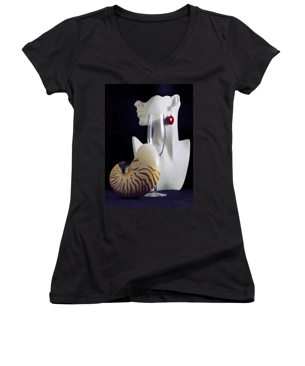Women Women's V-Neck featuring the photograph Pretty Woman I by Elf EVANS