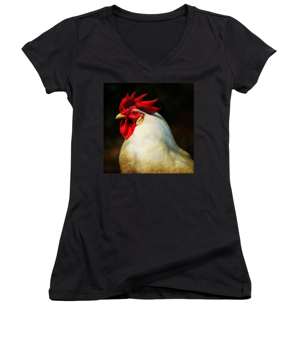 Cock Women's V-Neck featuring the photograph Pride by Jenny Rainbow