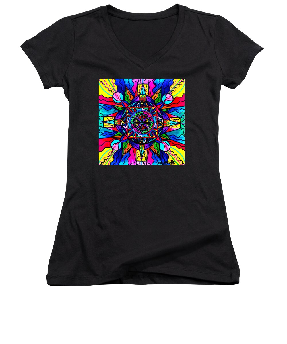 Vibration Women's V-Neck featuring the painting Productivity by Teal Eye Print Store