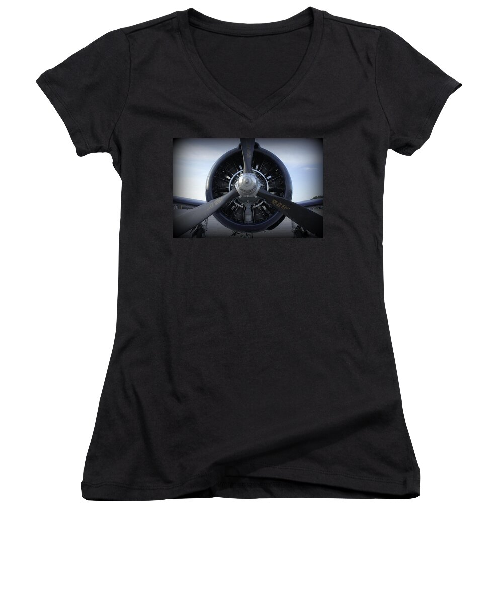 Propeller Women's V-Neck featuring the photograph Props by Laurie Perry