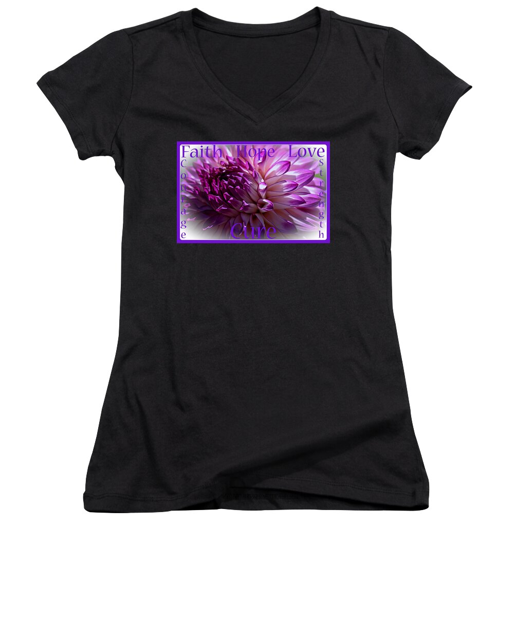 Alzheimer's Disease Women's V-Neck featuring the photograph Purple Awareness Support by Tikvah's Hope