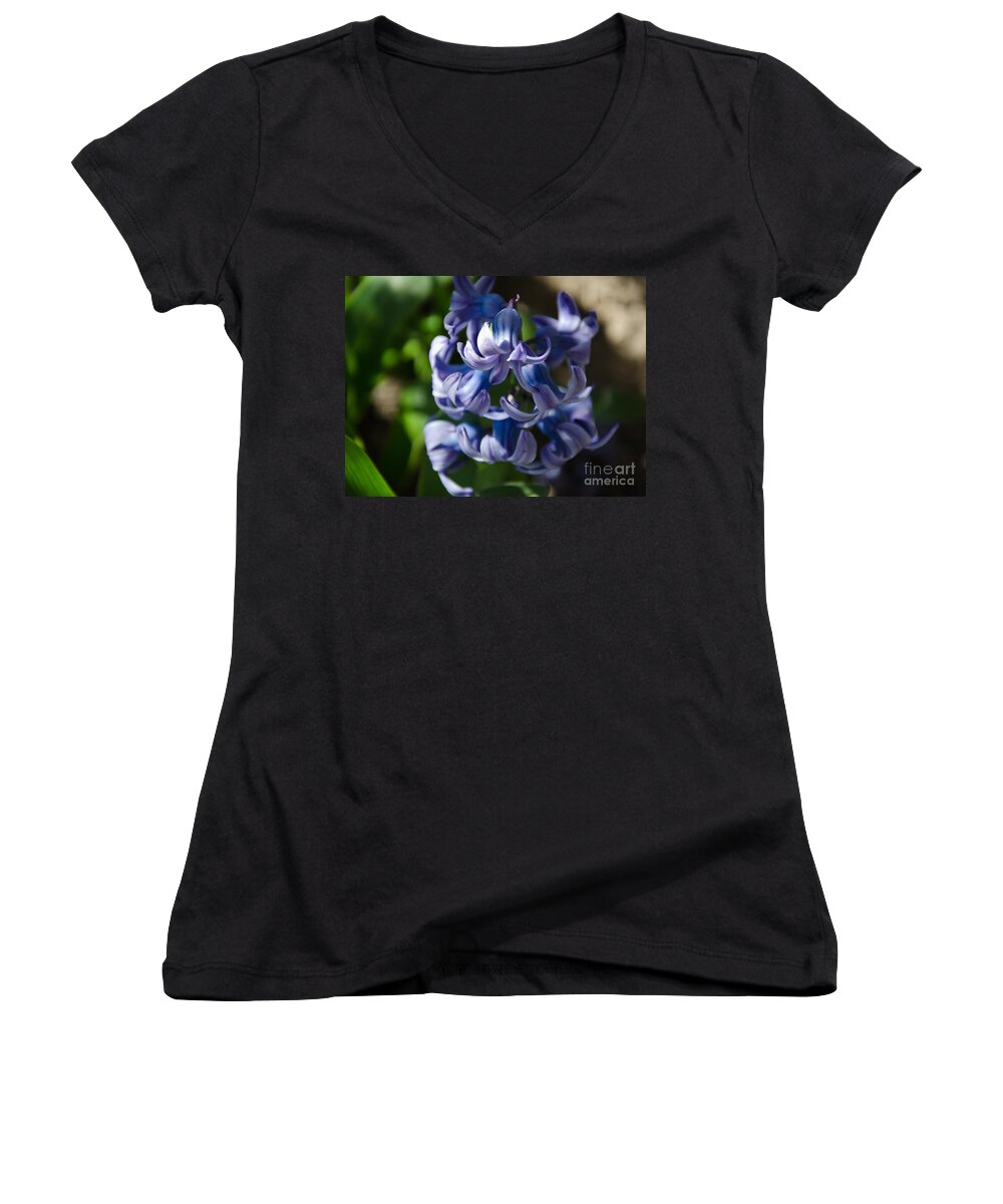 Purple Women's V-Neck featuring the photograph Purple Hyacinth by Laurel Best