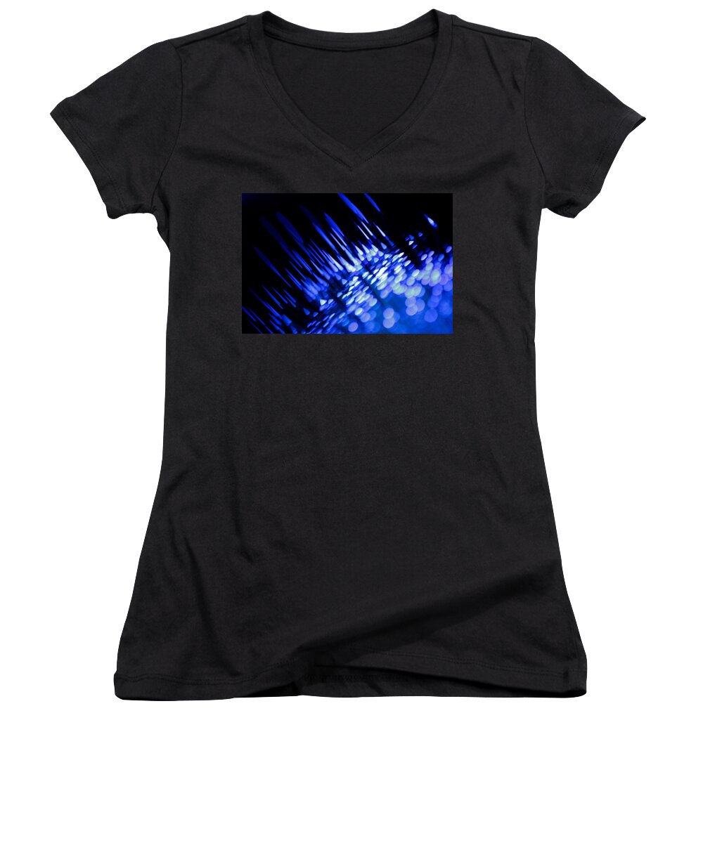 Abstract Women's V-Neck featuring the photograph Purple Rain by Dazzle Zazz