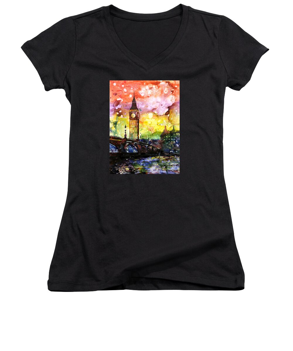 Building Women's V-Neck featuring the painting Rainbow of Fruit Flavors by Ryan Fox