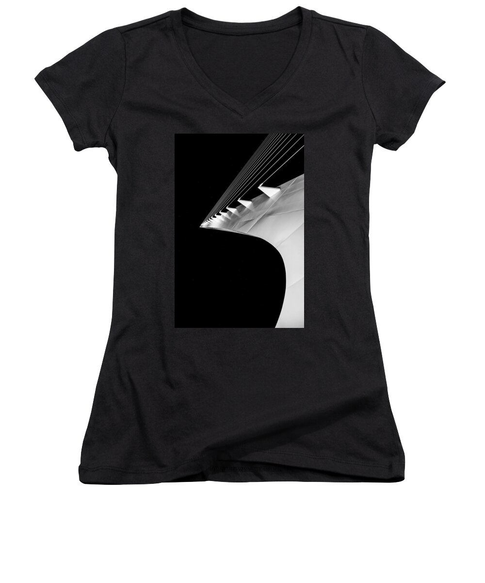 Sundial Women's V-Neck featuring the photograph Reading a Sundial at Midnight by Alex Lapidus