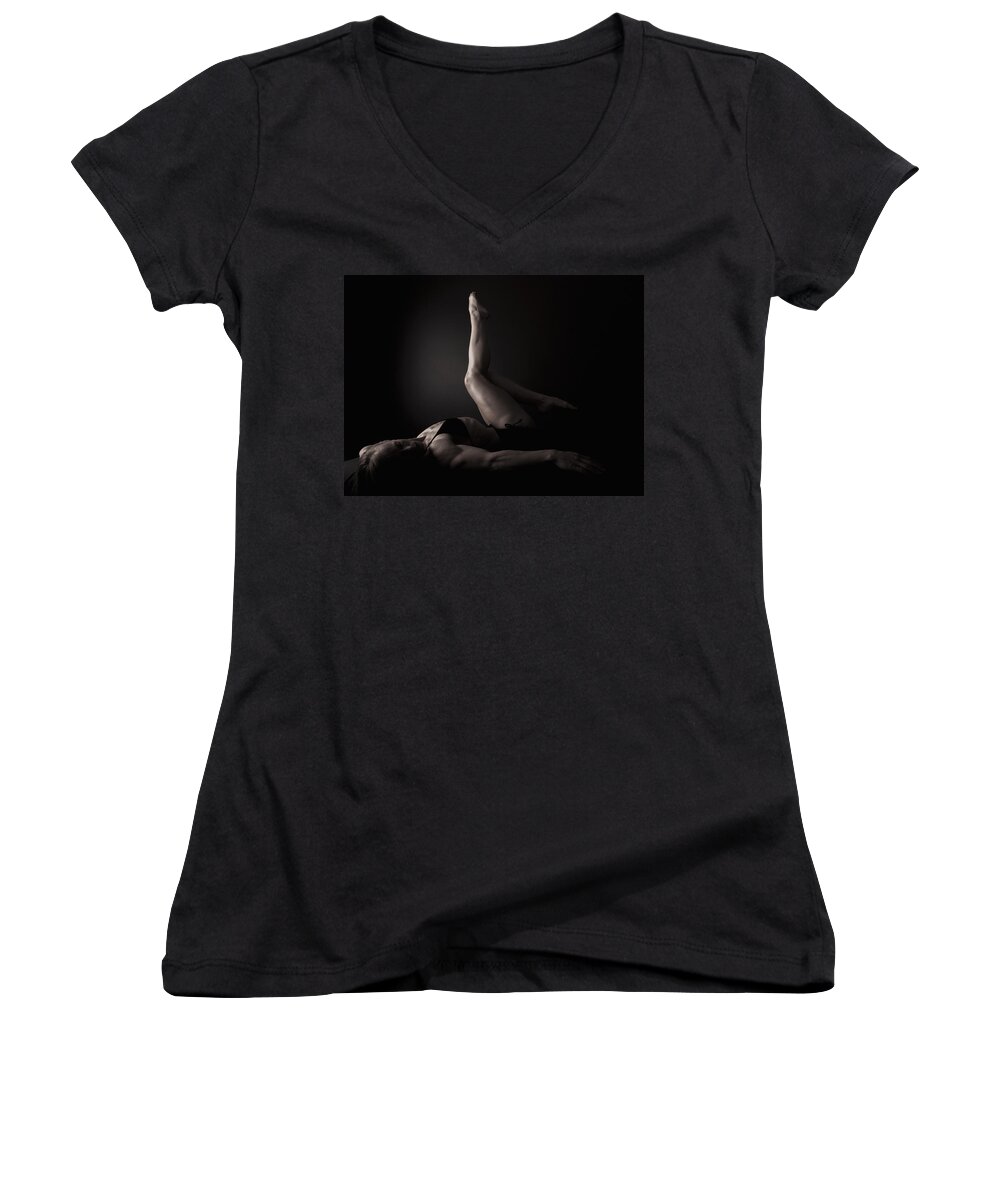 Recline Women's V-Neck featuring the photograph Recline in Strength 2 by Monte Arnold