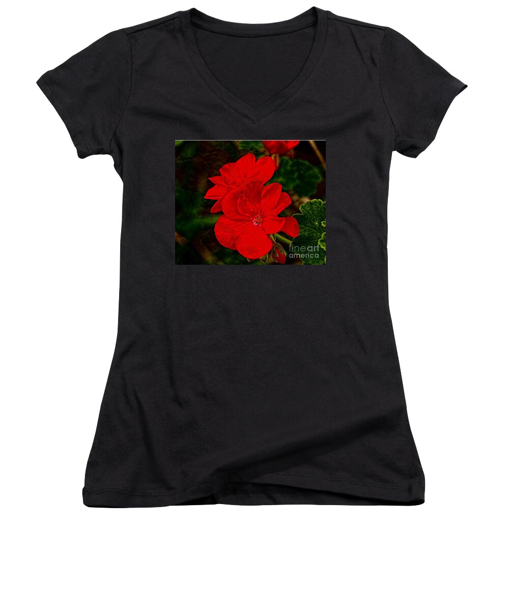Art Prints Women's V-Neck featuring the photograph Red Flowers by Dave Bosse