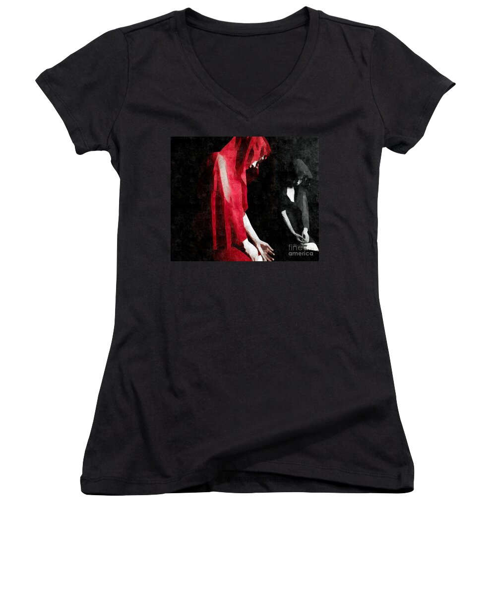  Women's V-Neck featuring the photograph Reflections Of A Broken Heart by Jessica S