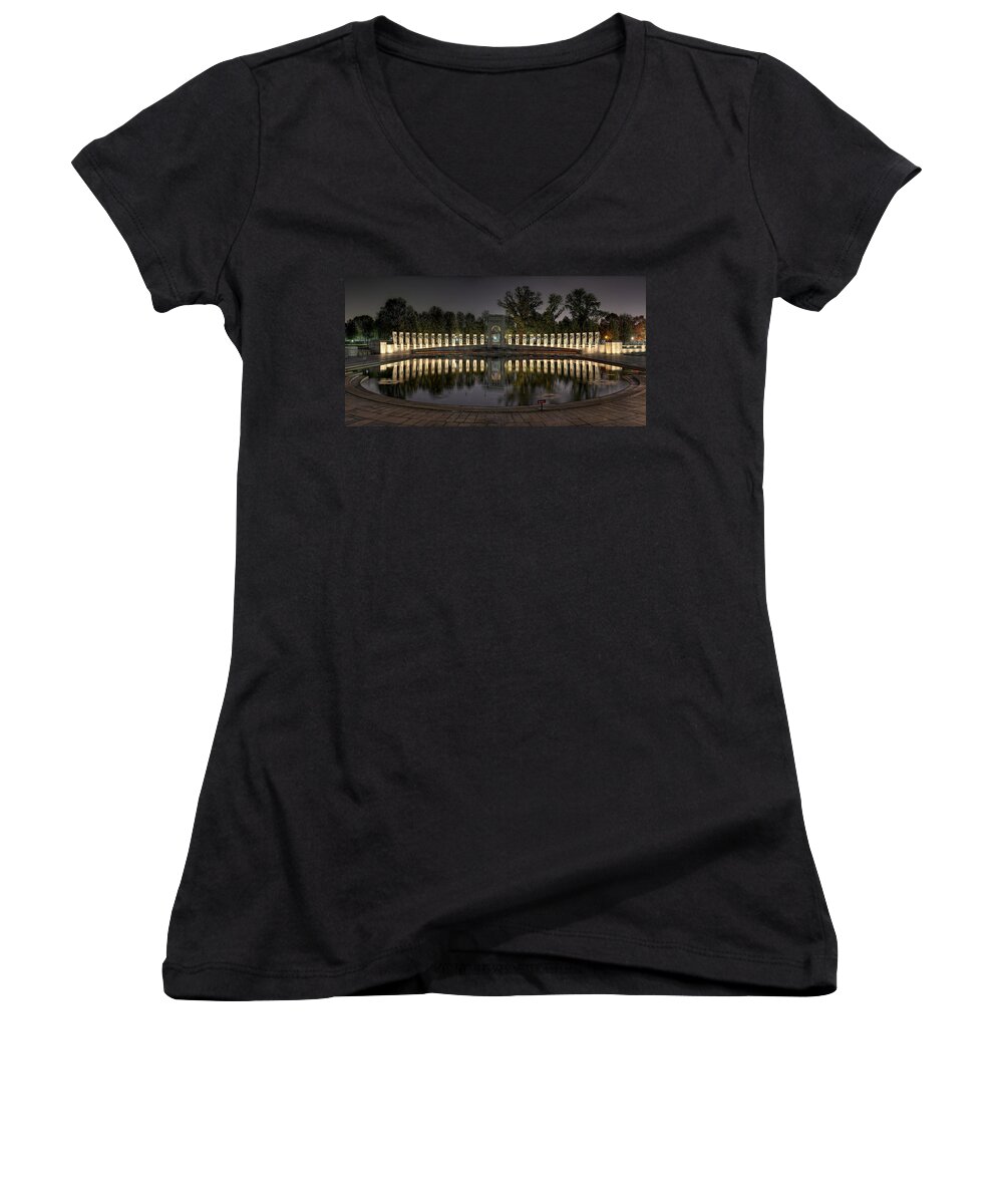Metro Women's V-Neck featuring the photograph Reflections Of The Atlantic Theater by Metro DC Photography