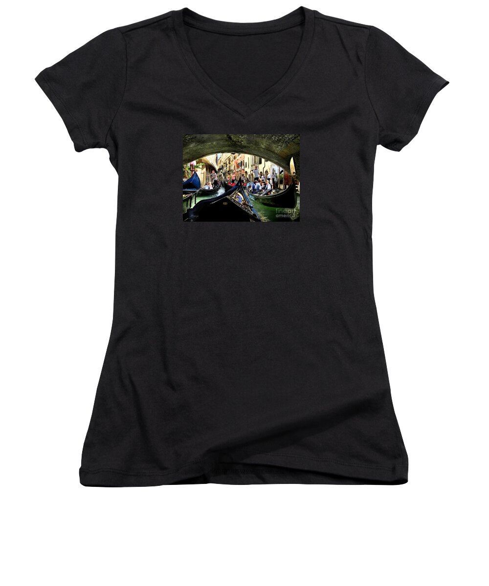 Canals Women's V-Neck featuring the photograph Rhythm of Venice by Jennie Breeze
