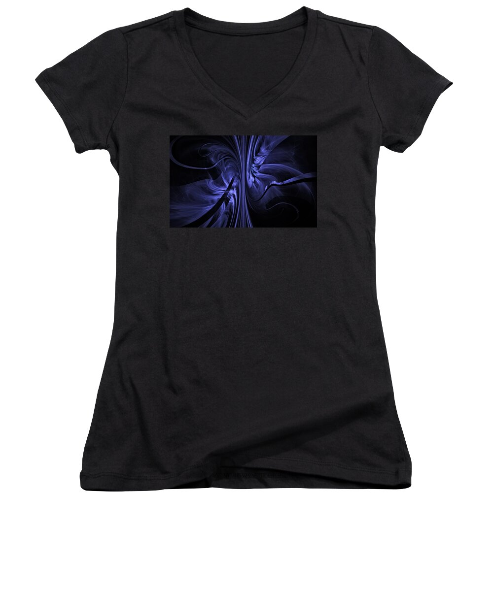 Fractal Women's V-Neck featuring the digital art Ribbons of Time by Gary Blackman